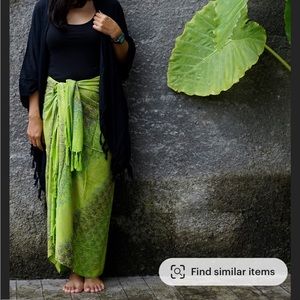 Green Floral Sarong Handmade 
Beach Cover Up  One Size